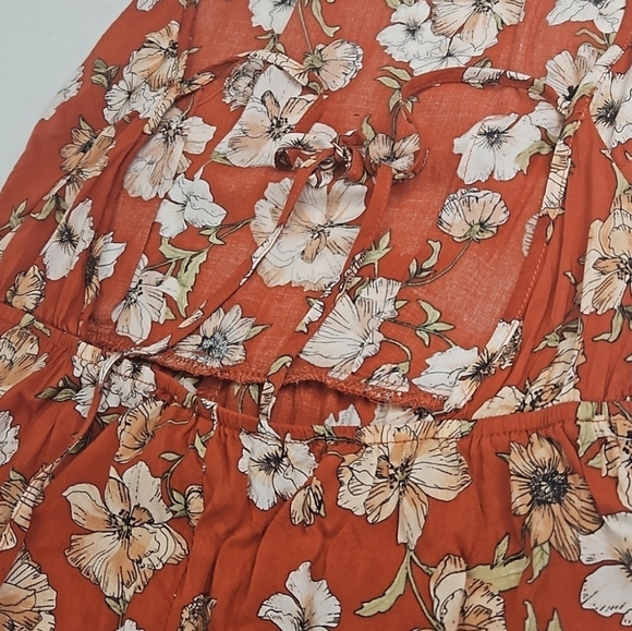Floral Retro Romper in Rust Orange Red - Picture 3 of 6